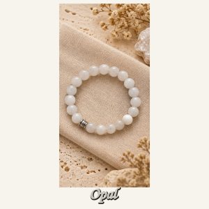 KASSABA JEWEL Opal Taşı Bileklik – 8 mm, Unisex, Elastik