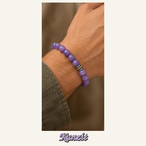 KASSABA JEWEL Kunzit Taşı Bileklik – 8 mm, Unisex, Elastik