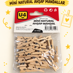 Mini Ahşap Mandal Naturel – 20 Adet