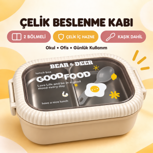 B&D Tek Katlı İki Bölmeli Çelik Beslenme Kabı