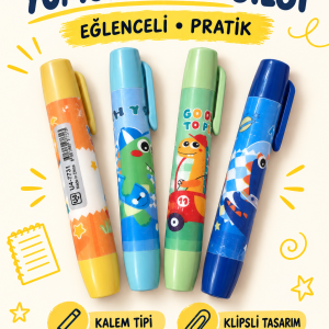 Kalem Tipi Klipsli Silgi – Tekli, Karışık Desen