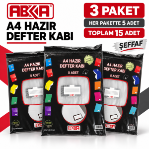 Abka Şeffaf Hazır Defter Kabı – 5 Adet